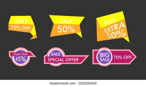 sale label or banner set with badge template icon