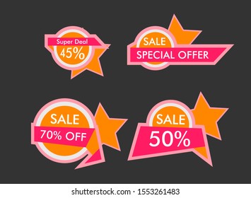 sale label or banner set with badge template icon