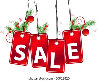 Sale label with christmas decoration