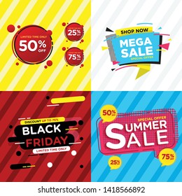 Sale Label collection. Sale icons. Sale tags. Set of colorful design sale stickers. Vector illustrations for online shopping, product promotions, website and mobile website ads, badges and print mater