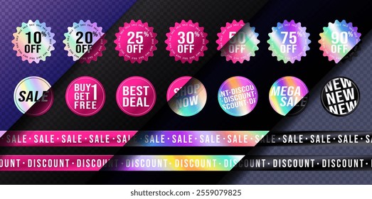 Sale Label Collection Set, Discount, Special Price, Big Deal, Best Deal, Mega Sale, New Arrival, Price Cut, Vector Illustration Sticker Package.