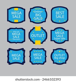 Sale Label collection set. Set ribbon banner and label sticker sale offer and badge tag sale advertising. Discount red ribbons, banners and icons. Cffer discount coupons. Vector illustration.