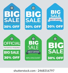 Sale Label collection set. Set ribbon banner and label sticker sale offer and badge tag sale advertising. Discount red ribbons, banners and icons. Cffer discount coupons. Vector illustration.