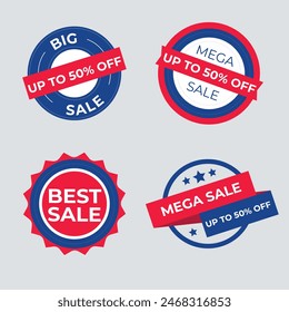 Sale Label collection set. Set ribbon banner and label sticker sale offer and badge tag sale advertising. Discount red ribbons, banners and icons. Cffer discount coupons. Vector illustration.