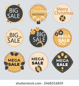 Sale Label collection set. Set ribbon banner and label sticker sale offer and badge tag sale advertising. Discount red ribbons, banners and icons. Cffer discount coupons. Vector illustration.