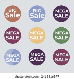 Sale Label collection set. Set ribbon banner and label sticker sale offer and badge tag sale advertising. Discount red ribbons, banners and icons. Cffer discount coupons. Vector illustration.