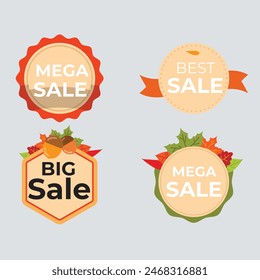 Sale Label collection set. Set ribbon banner and label sticker sale offer and badge tag sale advertising. Discount red ribbons, banners and icons. Cffer discount coupons. Vector illustration.