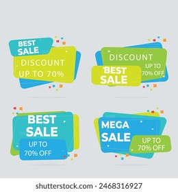 Sale Label collection set. Set ribbon banner and label sticker sale offer and badge tag sale advertising. Discount red ribbons, banners and icons. Cffer discount coupons. Vector illustration.