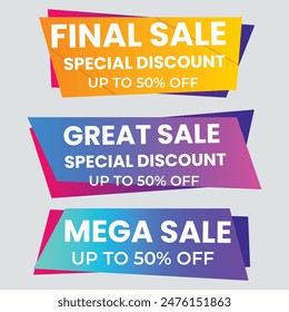Sale Label collection set. Set ribbon banner and label sticker sale offer and badge tag sale advertising. Discount red ribbons, banners and icons. Cffer discount coupons. Vector illustration.