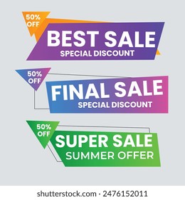 Sale Label collection set. Set ribbon banner and label sticker sale offer and badge tag sale advertising. Discount red ribbons, banners and icons. Cffer discount coupons. Vector illustration.