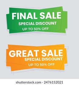 Sale Label collection set. Set ribbon banner and label sticker sale offer and badge tag sale advertising. Discount red ribbons, banners and icons. Cffer discount coupons. Vector illustration.