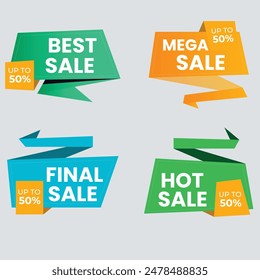 Sale Label collection set. Set ribbon banner and label sticker sale offer and badge tag sale advertising. Discount red ribbons, banners and icons. Cffer discount coupons. Vector illustration.