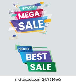 Sale Label collection set. Set ribbon banner and label sticker sale offer and badge tag sale advertising. Discount red ribbons, banners and icons. Cffer discount coupons. Vector illustration.
