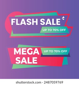 Sale Label collection set. Set ribbon banner and label sticker sale offer and badge tag sale advertising. Discount red ribbons, banners and icons. Cffer discount coupons. Vector illustration.