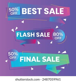 Sale Label collection set. Set ribbon banner and label sticker sale offer and badge tag sale advertising. Discount red ribbons, banners and icons. Cffer discount coupons. Vector illustration.