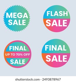 Sale Label collection set. Set ribbon banner and label sticker sale offer and badge tag sale advertising. Discount red ribbons, banners and icons. Cffer discount coupons. Vector illustration.