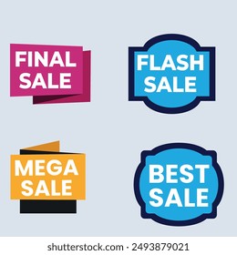 Sale Label collection set. Set ribbon banner and label sticker sale offer and badge tag sale advertising. Discount red ribbons, banners and icons. Cffer discount coupons. Vector illustration.