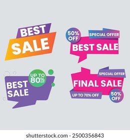 Sale Label collection set. Set ribbon banner and label sticker sale offer and badge tag sale advertising. Discount red ribbons, banners and icons. Cffer discount coupons. Vector illustration.