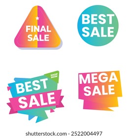Sale Label collection set. Set ribbon banner and label sticker sale offer and badge tag sale advertising. Discount red ribbons, banners and icons. Cffer discount coupons. Vector illustration.