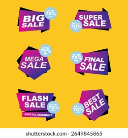 Sale Label collection set. Set ribbon banner and label sticker sale offer and badge tag sale advertising. Discount red ribbons, banners and icons. Offer discount coupons. Vector illustration.
Importan