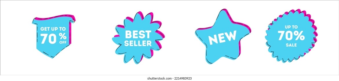 Sale Label collection set. Sale tag set. Retail paper sticker. Best choice tags, vector red labels. Vector illustration