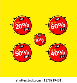 Sale Label Compilation Vector Template Design Illustration