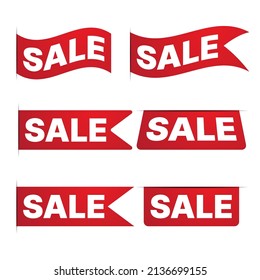 sale label design set with red ribbon. business vector illustration