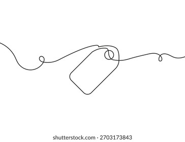 Sale label drawn in a single continuous line. Minimalist one-line contour of a discount tag or price tag symbol. Hand-drawn simple outline perfect for promotions, branding, store sales