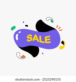 Sale label in flat vector illustration symbolizing discounts, promotions, and retail events, isolated on white background.