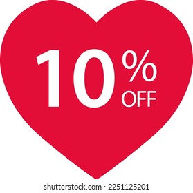 Sale label  Heart icon  Love sticker collection  10 percents off  Valentines day sign  Happy Women`s Day 8 march  Vector illustration 