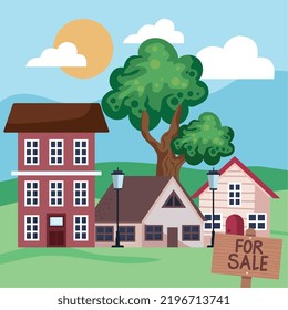 for sale label with houses