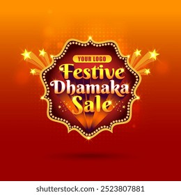 Sale Label Logo Unit. Festival Dhamaka Offers Advertisement Template Social Media Post Vector