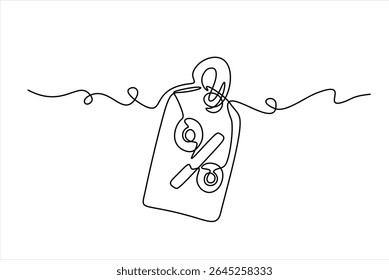 Sale label, one line art, continuous contour drawing, discount tag icon line continuous drawing vector. Hand drawn one line vector. Editable stroke	