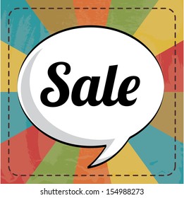 sale  label over rainbow background vector illustration 