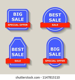 Sale label price illustration shopping discount vector. Offer tag banner fashion symbol isolated. Concept red advertising design paper flyer sign. Blue retail summer special sticker. Gift shape card.