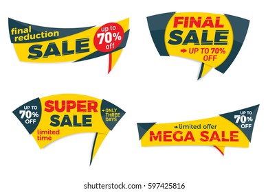 Sale label price tag banner badge template sticker design. Vector illustration.