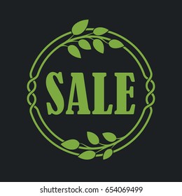 Sale label price tag banner badge in flora design. Vector illustration