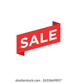 Sale Label ribbon banner and label sticker sale offer and badge tag sale advertising. Discount red ribbons, banners and icons. Cffer discount coupons. Vector illustration.