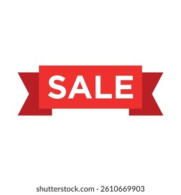 Sale Label ribbon banner and label sticker sale offer and badge tag sale advertising. Discount red ribbons, banners and icons. Cffer discount coupons. Vector illustration.