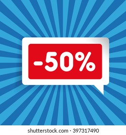 Sale label speech bubble fifty percent off