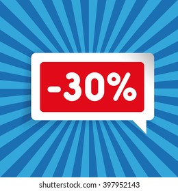 Sale label speech bubble thirty percent off