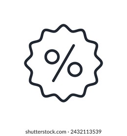 Sale label sticker editable stroke outline icon isolated on white background flat vector illustration. Pixel perfect. 64 x 64