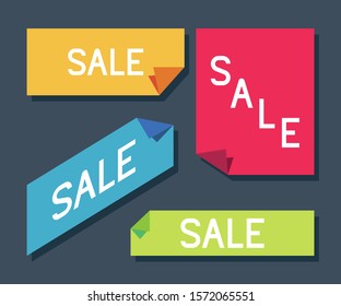 Sale label, sticker vector simple set isolated on background.