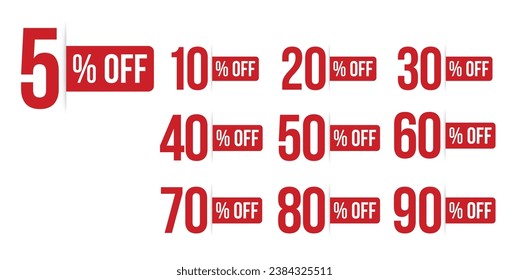 sale label symbols, discount promotion flat icon with long shadow, clearance sale sticker emblem. Colorful floating balloons for promotions and offers. 10 off, 20 %, 90, 80, 30, 40, 50, 60, 70 percent