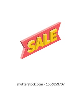 Sale label. Vector 3d isometric, color web icon, new flat style. Creative illustration design, idea for infographics.