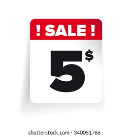 Sale label vector -  five usd
