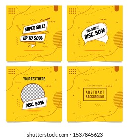 sale label with the yellow abstract background template set vector