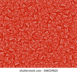 Sale labels background, end-of-season sale, discount tags percent text. Best discounts background with percent discount pattern. Red sale background. Sale banner. Percent with numbers