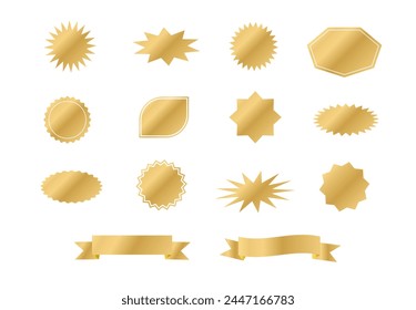 Etiquetas de venta de oro aislado sobre fondo blanco. etiquetas de venta. Anuncios de venta de cinta. Ilustración vectorial