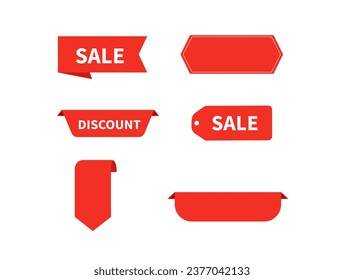 Sale labels isolated on white background. Ribbon sale banners. Vector illustration